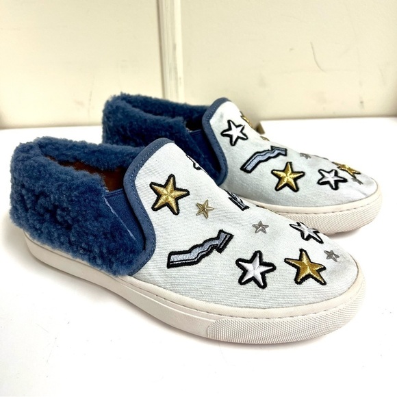 UGG PATCH IT SLIP ON BLEACH DENIM BLING SNEAKER SHOE US 9.5 women’s punky - Picture 1 of 9